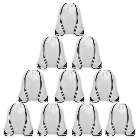 Grneric 10Pcs Drawstring Backpack Bulk Cinch Bag, Drawstring Bags Polyester for Gym Sports Beach Party Trip (White) Grneric