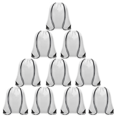 Grneric 10Pcs Drawstring Backpack Bulk Cinch Bag, Drawstring Bags Polyester for Gym Sports Beach Party Trip (White)