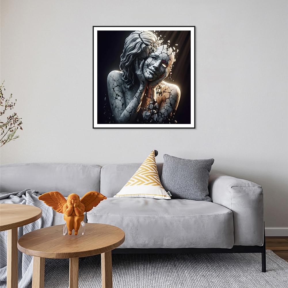 SJUTOUCI Broken Mask Diamond Painting Kits for Adults, Diamond Art Kits for Beginners, 5D Round Diamond Dots Gem Art Craft for Home Wall Decor 12x12 inch, Abstract SJUTOUCI