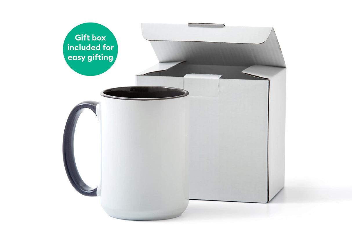 Cricut Beveled Blank Mug, Ceramic-Coated, Dishwasher & Microwave Safe Mug to Decorate,Infusible Ink Compatible,15 Oz Sublimation Mug White/Gray Cricut