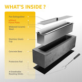 monTEK Tabletop Fire Pit, Concrete Table Top Firepit Indoor Outdoor Decor, Table Top Portable Rubbing Alcohol Fireplace Smores Maker Long Time Burning Smokeless for Patio Balcony with Extinguisher monTEK