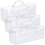 Threehoney 3 Pcs Paint Storage Box for 2 Fl. oz Acrylic Paints, Acrylic Portable Craft art Organizer with Handle, 30 Bottles Capacity Plastic Art Supply Clear Boxes Threehoney