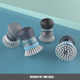 MR.SIGA Soap Dispensing Palm Brush, Kitchen Brush for Dish Pot Pan Sink Cleaning, Pack of 2, Navy/Blue MR.SIGA