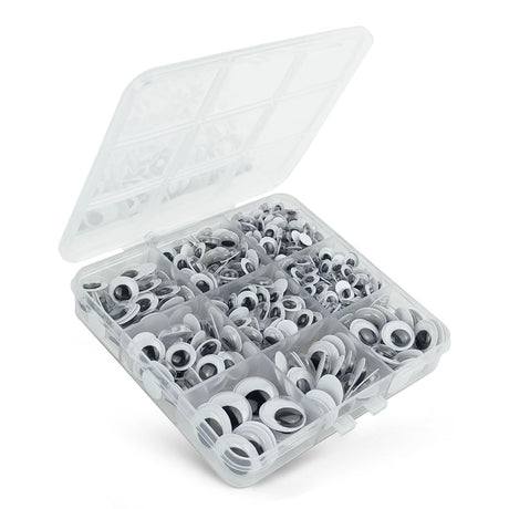 560 Pcs Wiggle Googly Eyes with Self-Adhesive, 6mm 8mm 10 mm 12mm 15mm Mixed Packaging (Black and White) FKEYTO