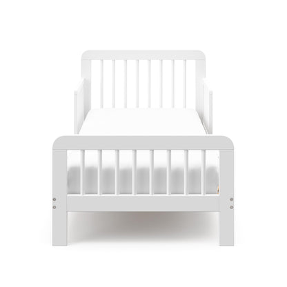 Storkcraft Pasadena Toddler Bed (White) - GREENGUARD Gold Certified, Includes Toddler Safety Guardrails, Fits Standard Crib & Toddler Mattress, Stylish Design with Rounded Details