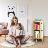 PrimeNex Rotating Bookshelf Tower 360° Display Bookcase, 2 Tier Floor Standing Book Shelf Storage Rack for Kids&Adult, Solid Wood Small Corner Bookshelf Organizer for Bedroom, Living Room, Natural PrimeNex