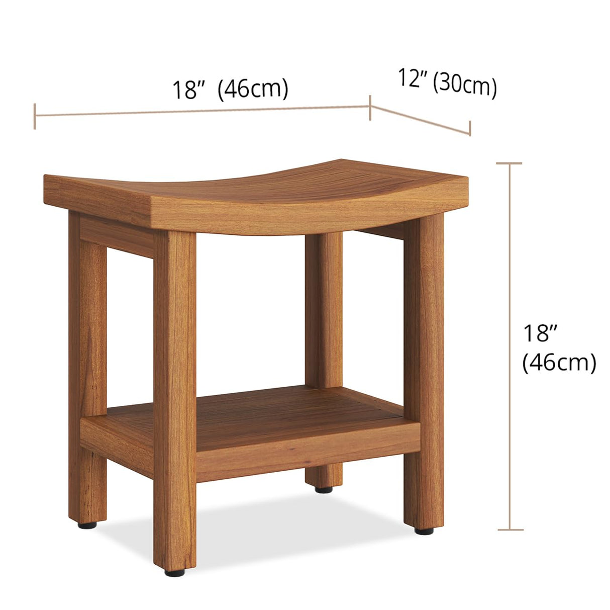 AquaTeak Patented 18" Sumba Teak Shower Bench with Shelf AquaTeak