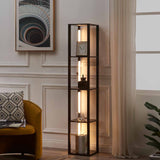 FENLO Fancy - 64" Display Shelf with Lights, LED Shelf Floor Lamps for Living Room, Sturdy Corner Shelf Curio Cabinet Display, Tall Floor Lamps with FENLO