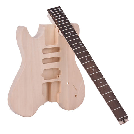 ACAGALA Unfinished DIY Electric Guitar Kit Basswood Body Rosewood Fingerboard Maple Neck Special Design Without Headstock ACAGALA