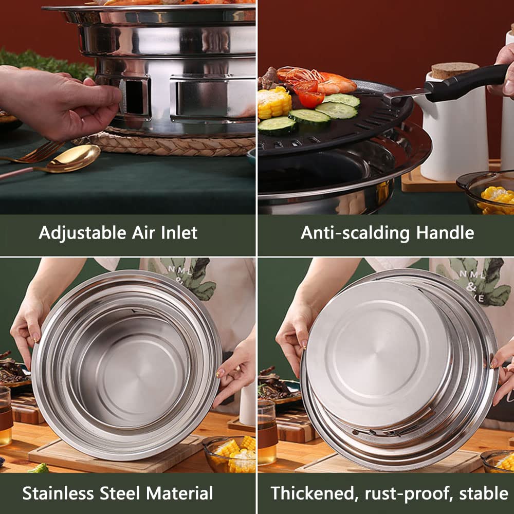 Primst Multifunctional Charcoal Barbecue Grill, Household Korean BBQ Grill, Portable Camping Grill Stove, Tabletop Smoker Grill Primst