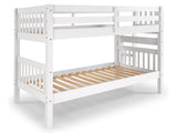 Bedz King Bunk Beds Twin over Twin Mission Style with End Ladder, White Bedz King