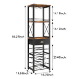 Homeiju Wine Rack Freestanding Floor, Bar Cabinet for Liquor and Glasses, 4-Tier bar Cabinet with Tabletop, Glass Holder, Storage Drawer and Wine Storage for Home Bar(Patent No.D1009580) Homeiju
