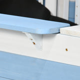 Outsunny Kids Sandbox with Canopy, Pirate Ship Wooden Sand Boxes with Bench for Backyard, Sand Pit for Toddlers, 83" x 43", Blue Outsunny