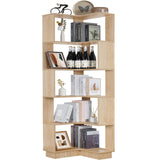 GOOFCXO Corner Bookshelf, 5 Tiers Wooden Corner Bookcase 68.9" Tall Large Open Bookshelf L-Shaped Storage Display Rack with Fixture for Living Room Bedroom Study Office GOOFCXO