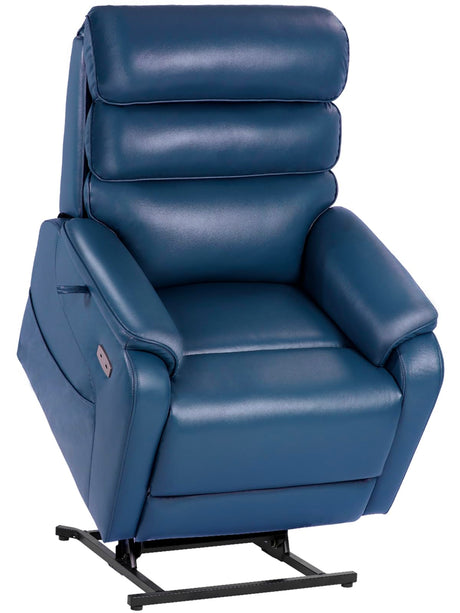 EONIX Dual Motor Lay Flat Power Lift Recliner Chair for Elderly, Electric Faux Leather Lift Chairs for Adults, 400lbs Heavy Duty Power Recliner Lift Sofa with Heat and Massage, Navy Blue EONIX