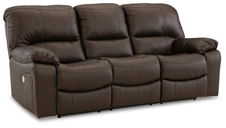 Signature Design by Ashley Leesworth Modern Leather Match Power Reclining Sofa with USB Ports, Dark Brown Signature Design by Ashley