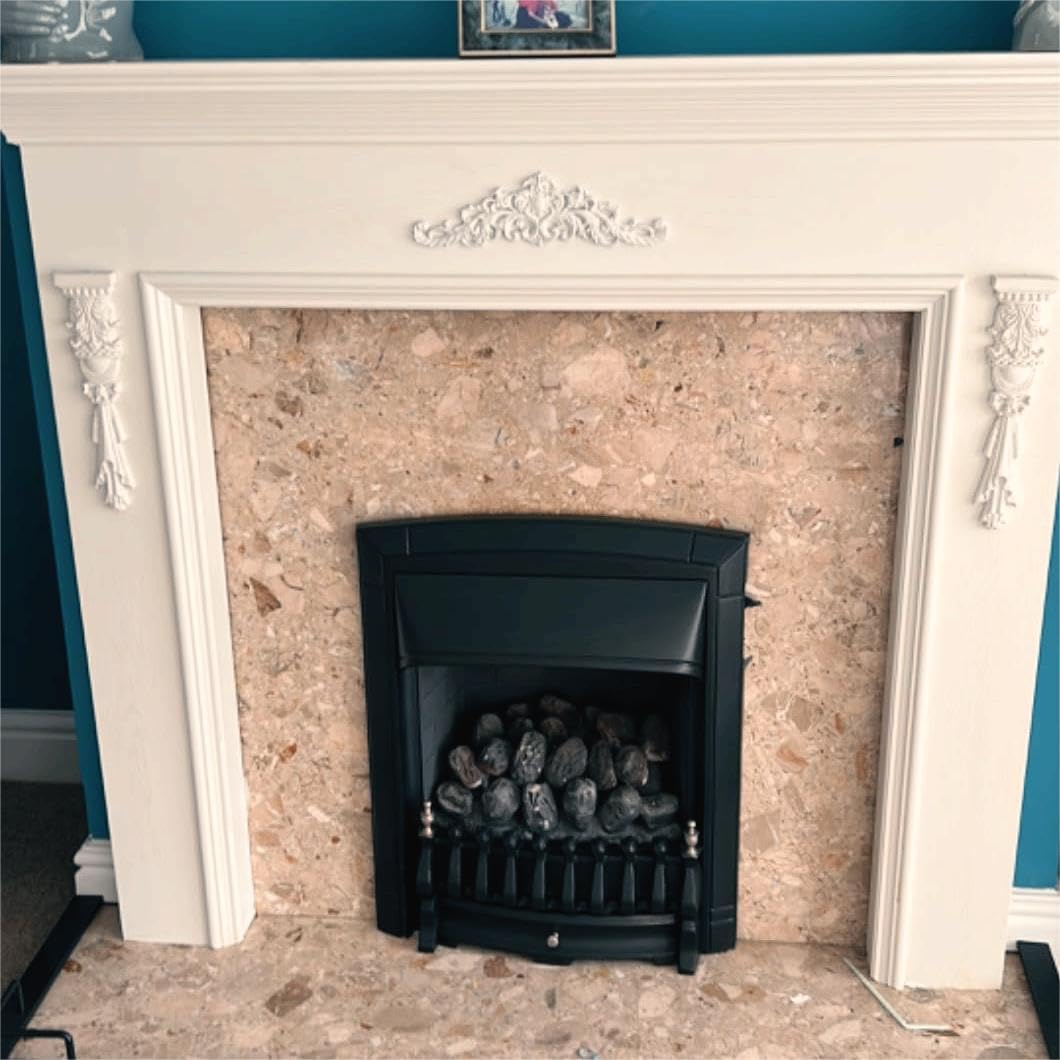 Wood Carved Appliques Long Flower Onlays, 2Pcs Wooden Carving Decals Mouldings Trim for Mantel Fireplace Wall Vent Hoods Wall Mirror Ceiling Home Decor, 25x5cm/9.84"x1.97" LizhiPier