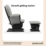 Storkcraft Premium Hoop Glider & Ottoman (Black with Light Gray) — GREENGUARD Gold Certified, Wood Craftsmanship, Convenient Storage Pockets, Smooth-Gliding Chair for Nursery, Multi-Award-Winning Storkcraft