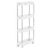MELDEVO 4 Tier Slim Storage Cart Mobile Shelving Unit Organizer Slide Out Storage Rolling Utility Cart Tower Rack for Kitchen Bathroom Laundry Narrow Places, Plastic & Stainless Steel, White MELDEVO