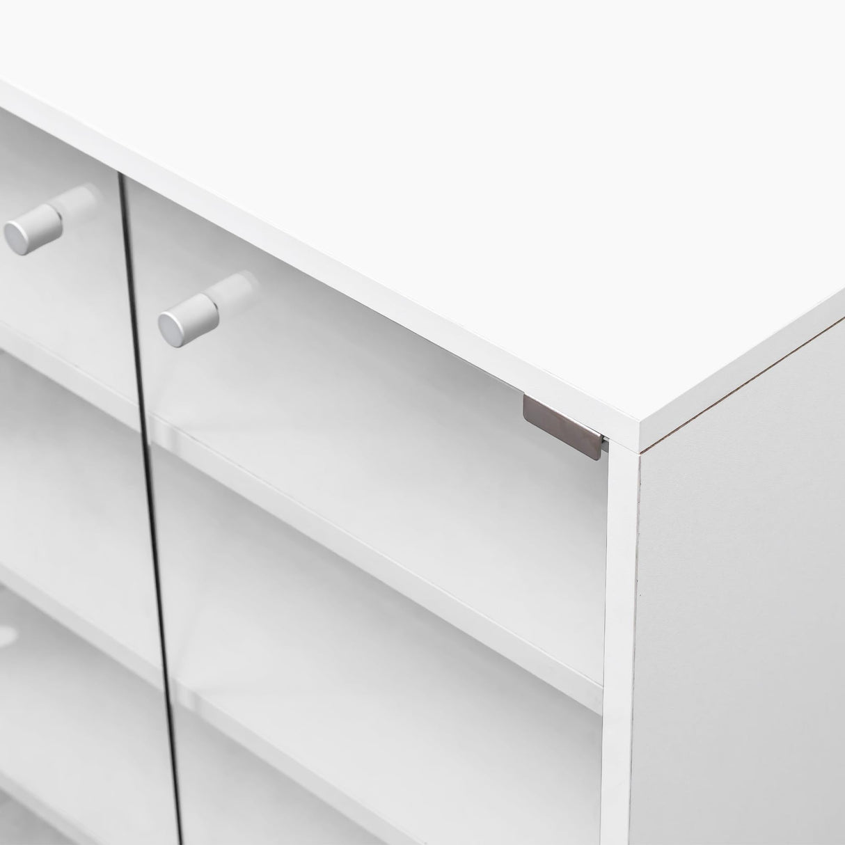 Homtique Shoe Box with RGB LED Light, Modern 4-Tier Stackable Storage Shoe Cabinet Shoe Display with Glass Door for Sneakers(White) Homtique