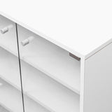 Homtique Shoe Box with RGB LED Light, Modern 4-Tier Stackable Storage Shoe Cabinet Shoe Display with Glass Door for Sneakers(White) Homtique