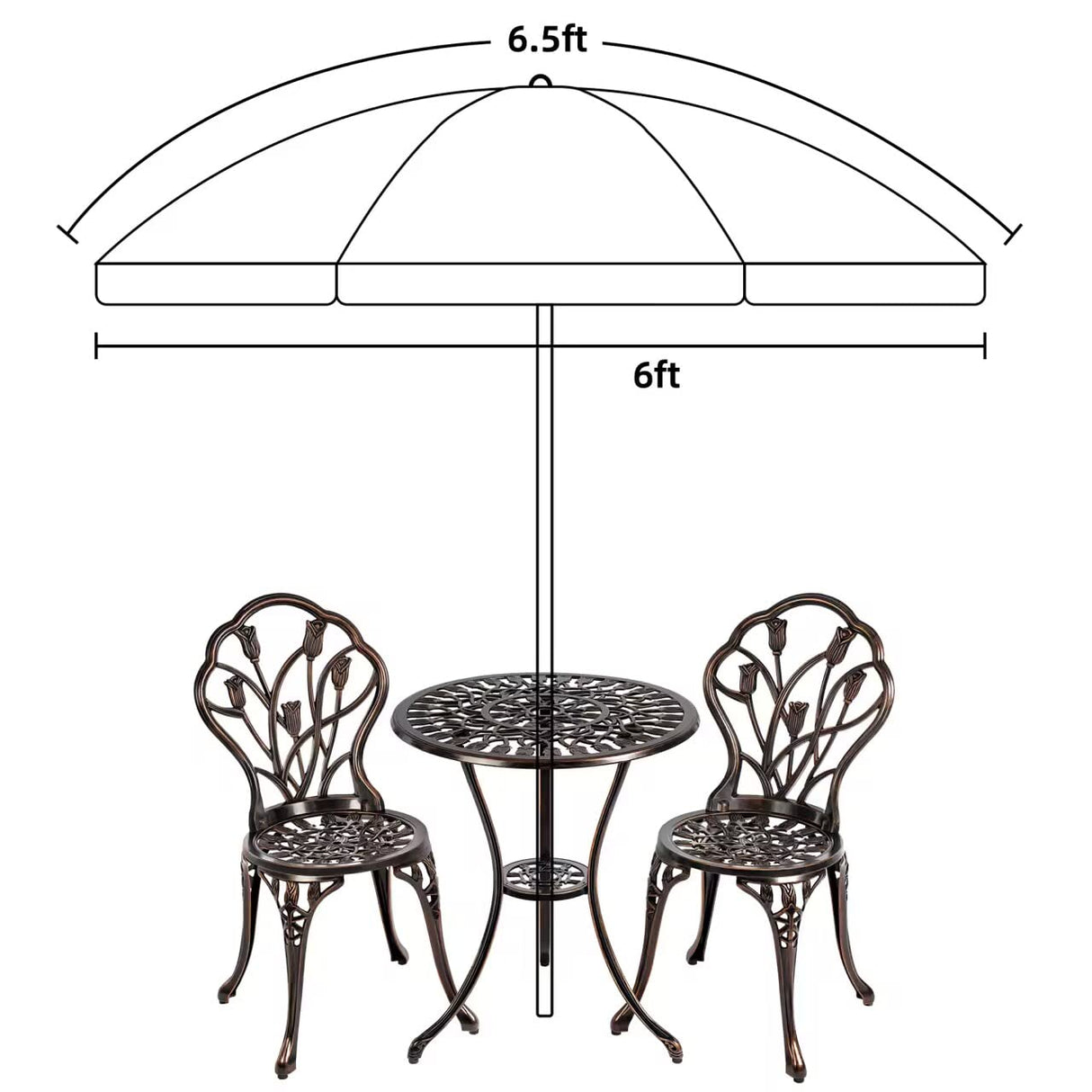 AMMSUN Patio Umbrella, 6.5 ft Outdoor Table Umbrella with Tilt Steel Pole, UPF50+ Protection, Great for Outdoor Garden Backyard, Beige AMMSUN