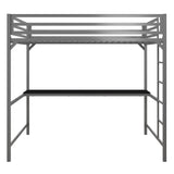 DHP 4308429 Miles Full Desk, Silver Metal Loft Bed DHP