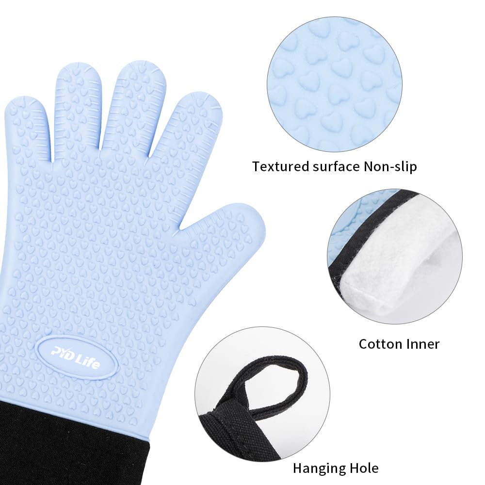 PYD Life 2 PCS 1 Pair Heat Resistant Glovers Silicone for Sublimation Blue Heat Proof Gloves Sublimation Accessories Tools for Tumbler Heat Press Sublimation Oven Sublimation Printing