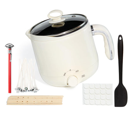 Aroparc Wax Melter for Candle Making 60oz Electric Wax Melter with Pouring Spout Candle Making Kit Included - Thermometer, Wicks, Wick Stickers, Centering Device, Stirring Spoon Aroparc