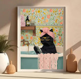 Black Cat Adult Paint by Number,Funny Bathing Cat Adults' Paint-by-Number Kits,DIY Acrylic Paint Kit for Adults Beginners Unframed,Easy Paint by Numbers Canvas for Decor 16x20inch Canrichshop