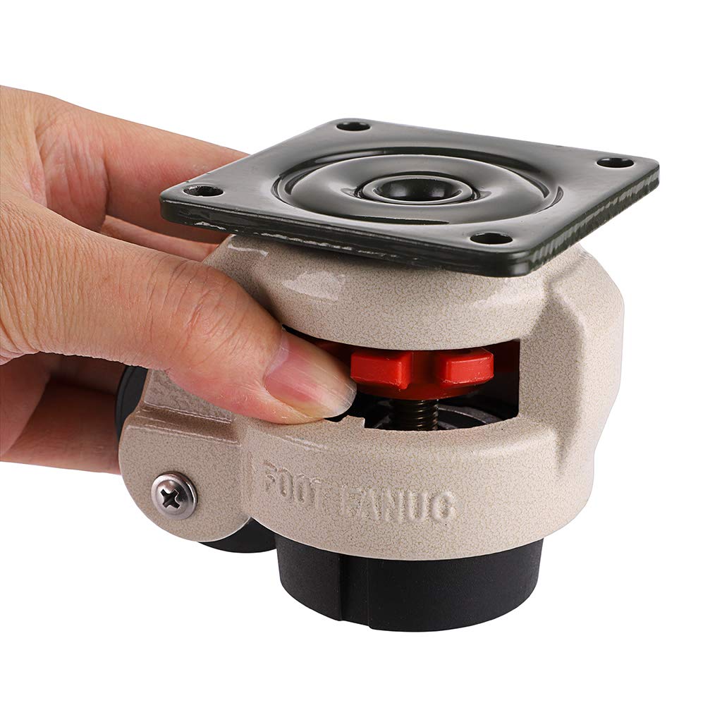 MDLUU Leveling Machine Casters with Rubber Pad, FM-60F Plate Mounted Retractable Workbench Caster, Leveling Feet Wheels, Loading Capacity 551lbs/Per, Pack of 4 MDLUU