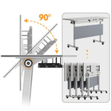 Generic Modern Conference Room Tables, Folding Flip Top Conference Table, White Mobile Training Table, Seminar Boardroom Table, Large Meeting Table for Office,Meeting Room,Classroom 4pcs 140cm WoodArtSupply