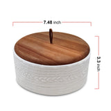 Everbrook Authentic Wood and Ceramic Tortilla Warmer - Tortilla Holder with Lid - Bread Warmer - Pancake Holder- Roti Box - 8.5 Inches Everbrook