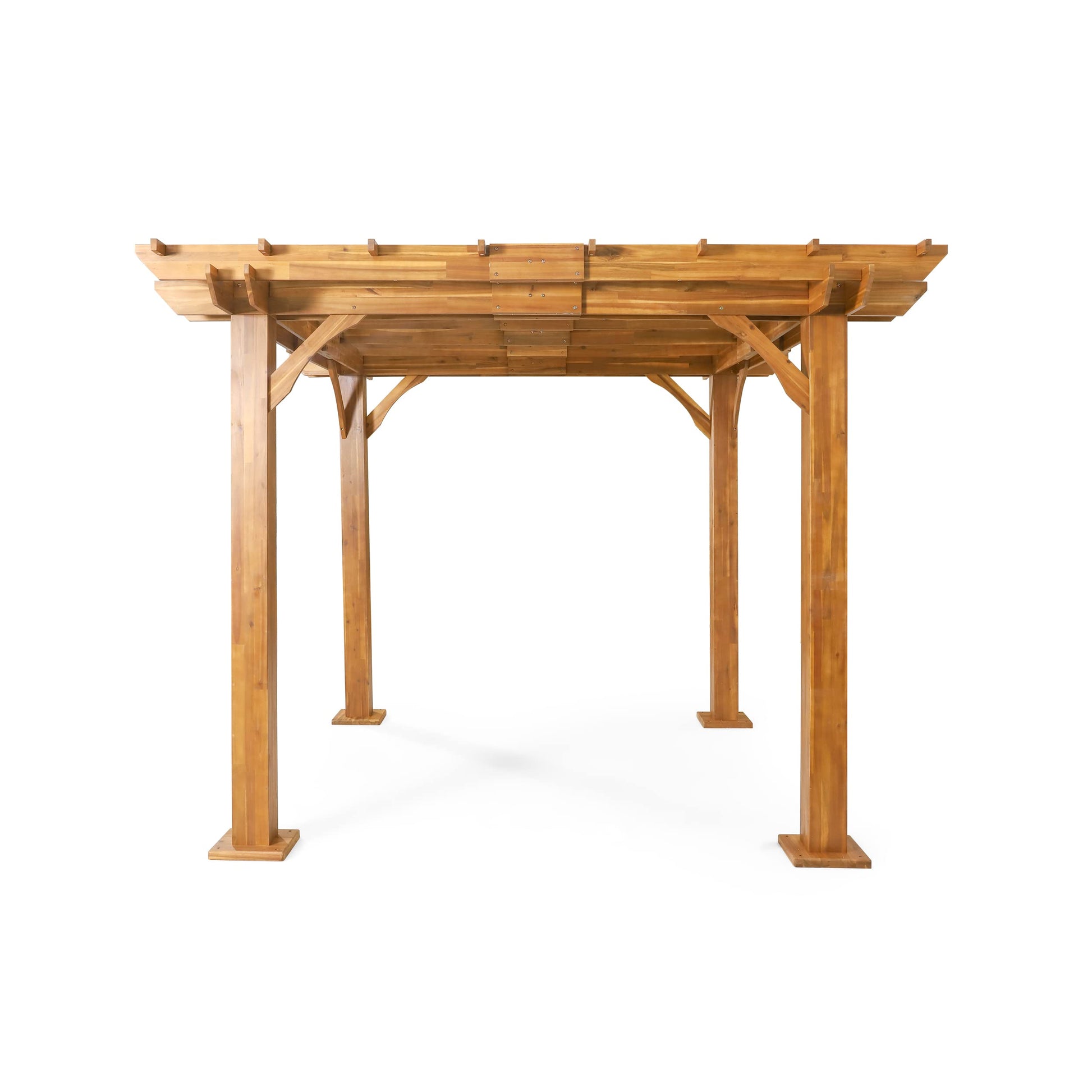 Thayer Outdoor 10' x 10' Pergola - Acacia Wood - Teak - WoodArtSupply