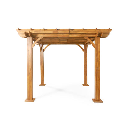 Thayer Outdoor 10' x 10' Pergola - Acacia Wood - Teak - WoodArtSupply