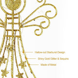 hogardeck Christmas Tree Topper, Glittered Gold Angel Tree Topper for Christmas Treetop, 30 LED Timer Sparkling Tree Toppers for Christmas Tree Decorations hogardeck