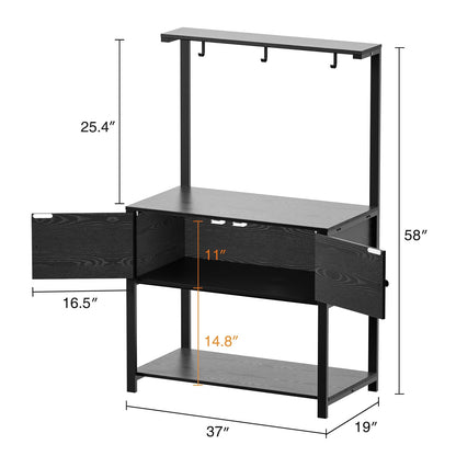 Fienveorn 40-50 Gallon Aquarium Stand with LED Light Power Outlets,Heavy Duty Metal Fish Tank Stand with Cabinet for Fish Accessories Storage,Turtle Reptile Terrariums Stand( Black ) - WoodArtSupply