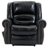 Genuine Leather Power Lift Recliner Elderly Chair, Lay Flat Lift Chairs, Remote Control with Point- Like Distribution Massage/Heating/Adjusting Reclining Model (Black) Luckoney