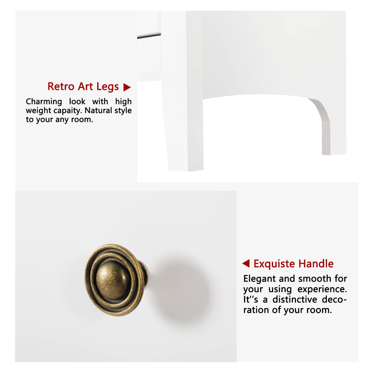 Vikiullf White Dresser - 47 in Modern Dresser for Bedroom, Wooden 7 Drawer Dresser, Storage Cabinet for Bedroom, Living Room, Hallway, Entryway Vikiullf