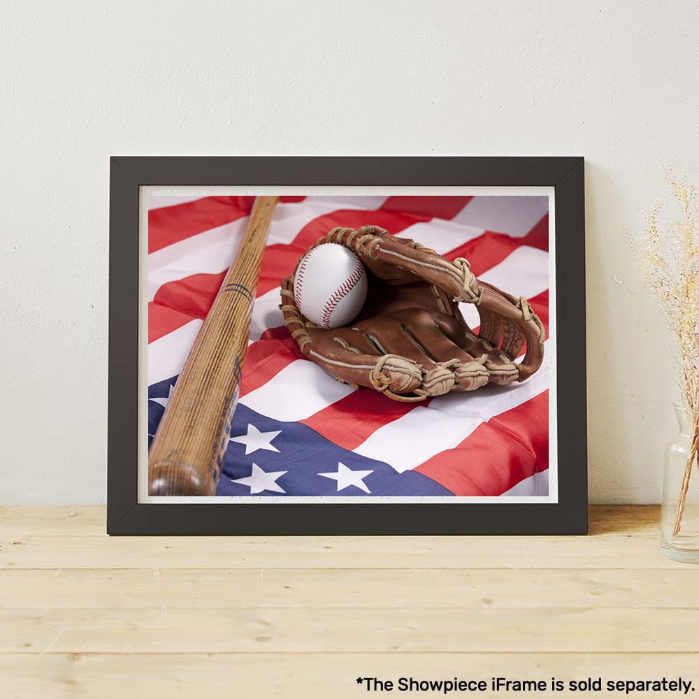 Baseball and Glove on American Flag 1000 Pieces Wooden Jigsaw Puzzles Personalized Photo Puzzle for Adults Friends Picture Puzzle Gifts for Wedding Birthday Valentine's Day Home Decor FANGKISSU