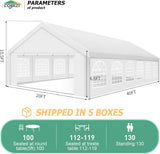 COBIZI 20x40FT Party Tent Heavy Duty Outdoor White Gazebo Event Shelter Wedding Canopy Tent for Parties Carport BBQ with Removable Sidewall Windows, Powder Coating (Better Than Galvanized) COBIZI
