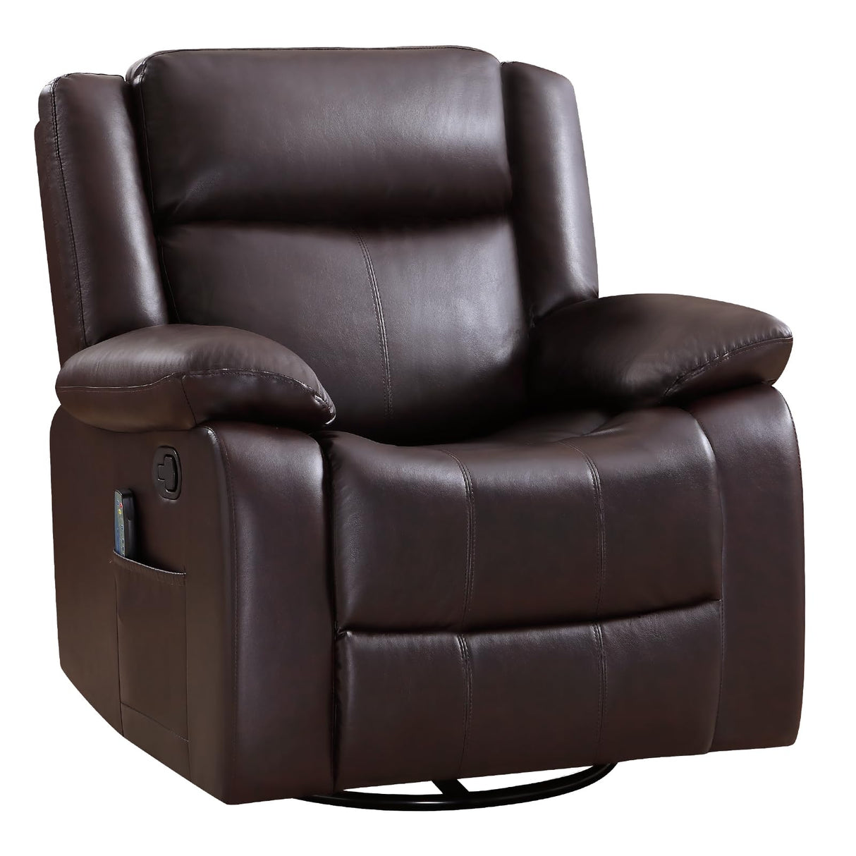 ANJ Swivel Rocker Recliner Chair, Manual Rocking Glider Massage Recliner with Heat, Overstuffed PU Leather Big Large Recliner for Living Room Bedroom Nursery ANJ