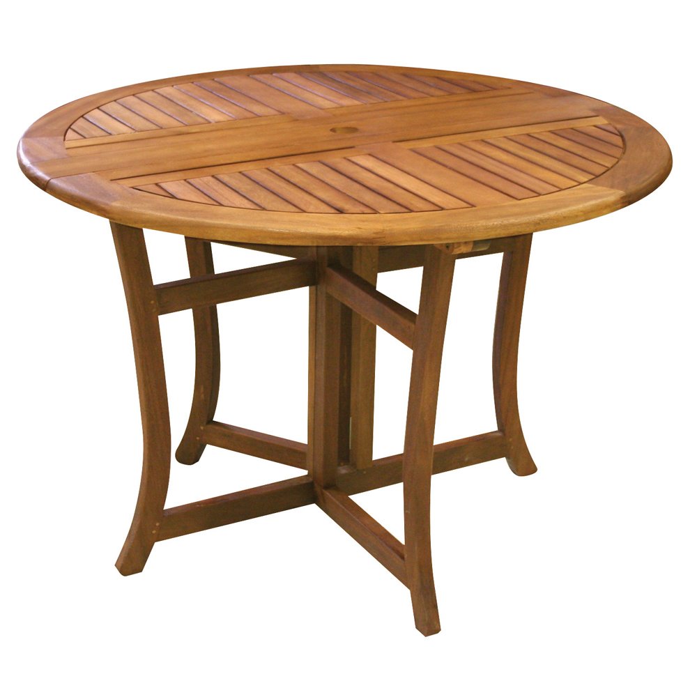 Eucalyptus 43 Inch Round Folding Deck Table Outdoor Interiors
