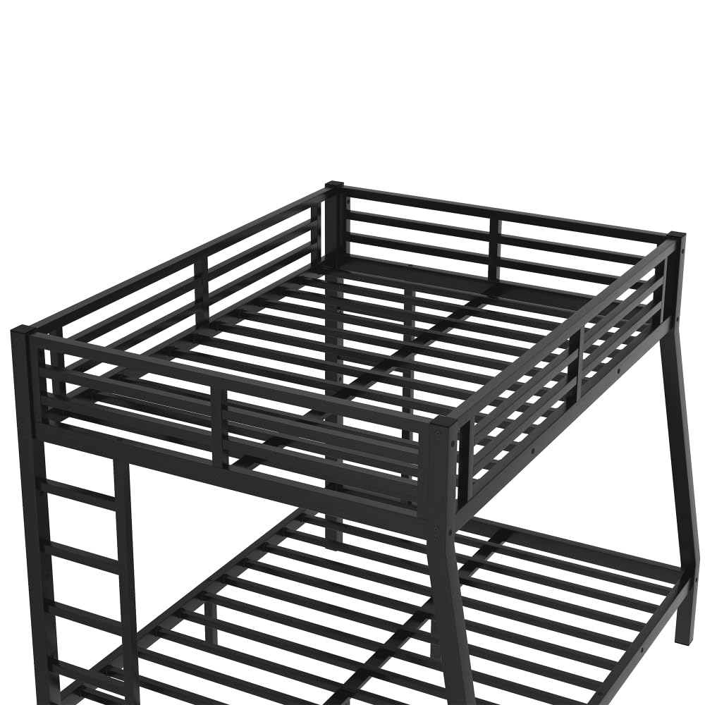 Metal Full XL Over Queen Bunk Bed for Teens and Adults,Space-Saving/Noise Reduced/No Box Spring Needed, Old SKU W1307S00020 (Black + Metal)