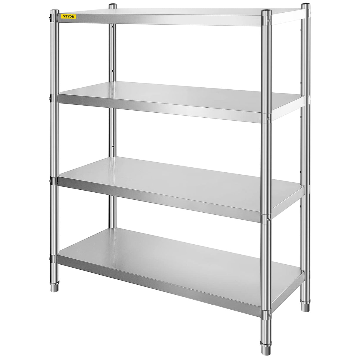 VEVOR Stainless Steel Shelving 46.8x18.5 Inch 4 Tier Adjustable Shelf Storage Unit Stainless Steel Heavy Duty Shelving for Kitchen Commercial Office Garage Storage 330lb Per Shelf VEVOR