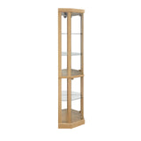 Ball & Cast 70" H Lighted Corner Curio Cabinet, Glass Display Cabinet with 5 Tempered Adjustable Glass Shelves and Doors,Include Light Bulb, Rack for Living Room,Light Oak Ball & Cast