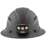 Klein Tools 60347 Hard Hat, Vented Full Brim, Class C, Premium KARBN Pattern, Rechargeable Lamp, Padded Sweat-Wicking Sweatband, Top Pad Klein Tools