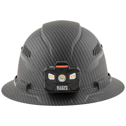 Klein Tools 60347 Hard Hat, Vented Full Brim, Class C, Premium KARBN Pattern, Rechargeable Lamp, Padded Sweat-Wicking Sweatband, Top Pad - WoodArtSupply