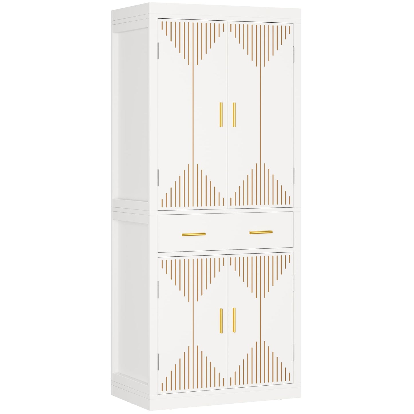 YITAHOME Pantry Cabinet, 72" Tall Kitchen Cabinet with Carved Design Doors, Modern Freestanding Tall Cupboard Storage Cabinet with a Drawer ＆ Adjustable Shelves for Kitchen, Living Room, White