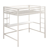 Novogratz Maxwell Metal Full Loft Bed with Desk & Shelves, Off White Novogratz